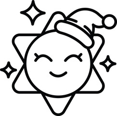 A smiling sun with a hat on top