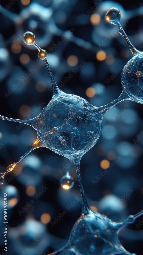 Poster close-up view of molecular structures with glowing elements.