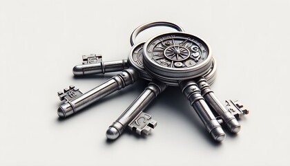 Png metal keys, isolated object, transparent background