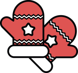 Two red mittens with stars on them