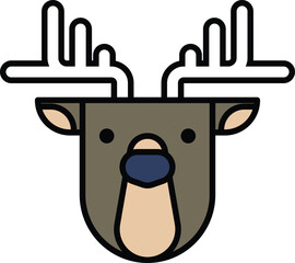 A deer head with antlers and a blue nose