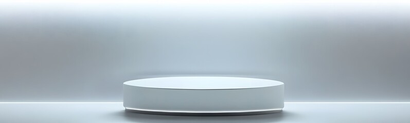 Product display podium with gray and Dark blue light Background