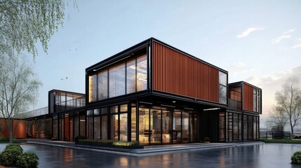 modern small industrial minimalist design style office building