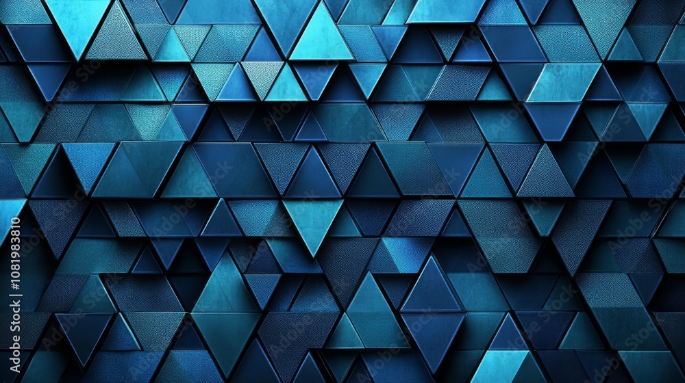 Poster abstract blue triangular pattern with geometric shapes and textures for modern backgrounds and desig
