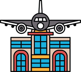 A large building with a large airplane on top of it