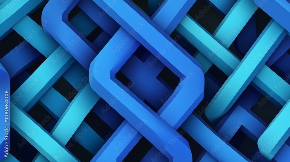 Poster abstract blue woven pattern background with three-dimensional shapes and textured surface, ideal for