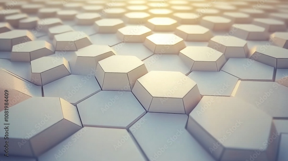 Leinwandbilder Abstract Hexagonal Pattern in Minimalist Design, Symmetrical Geometry, and Soft Lighting Creating an Aesthetic Background for Modern Digital Art and Graphics