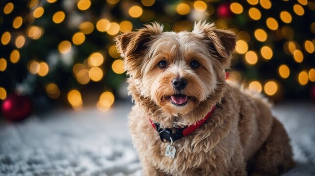 christmas portrait of a puddel dog