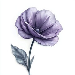 Elegant Purple Flower Illustration on White Background