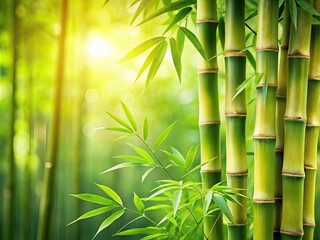 Lush Bamboo Plant with Copy Space for Vertical Design Against a Natural Green Background - Perfect for Food Photography and Nature Themes