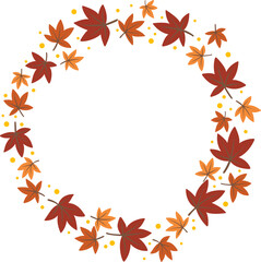 Maple leaves with bubble wreath frame for Thanksgiving festival and Autumn seasonal.