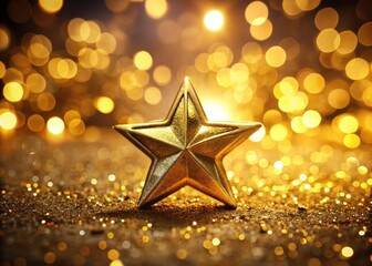 Luxurious Gold Star Review Macro Photography Featuring Gleaming Gold Stars, Elegant Textures, and Opulent Details for High-End Brand Promotion and Visual Appeal