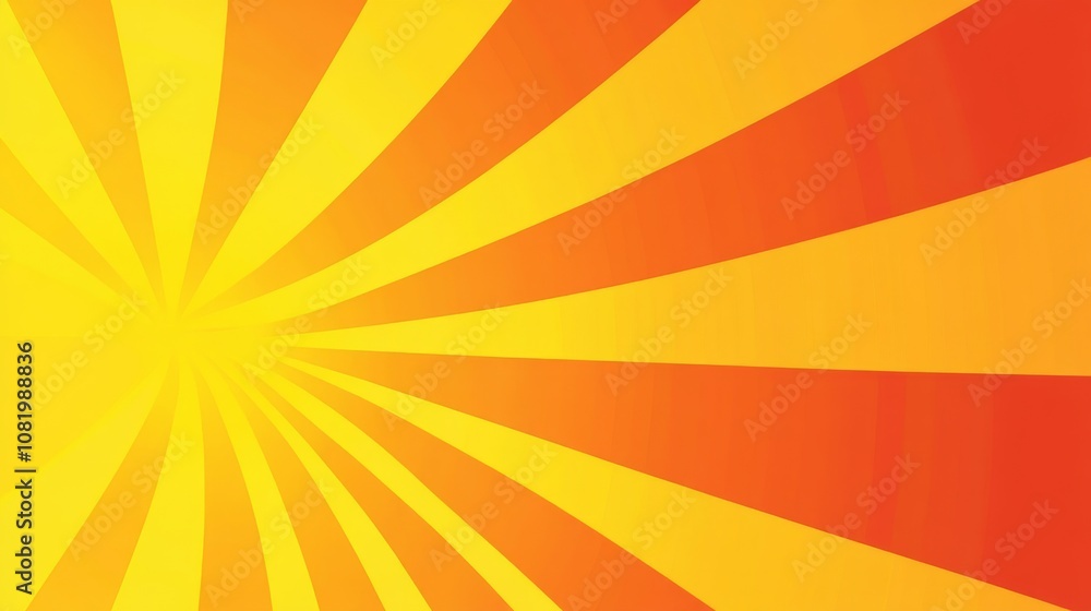 Aufkleber vibrant yellow and orange sunburst background with dynamic rays radiating from a central point, idea
