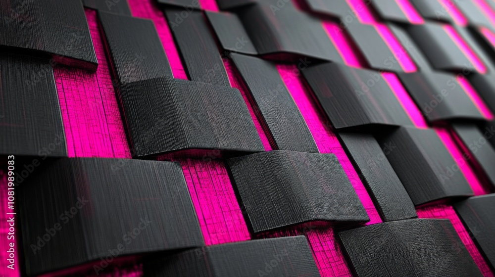 Poster modern abstract background with black and pink patterns, textures, and layers representing depth and