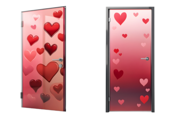 Decorative Doors with Heart Motif for Valentine’s Day, transparent background