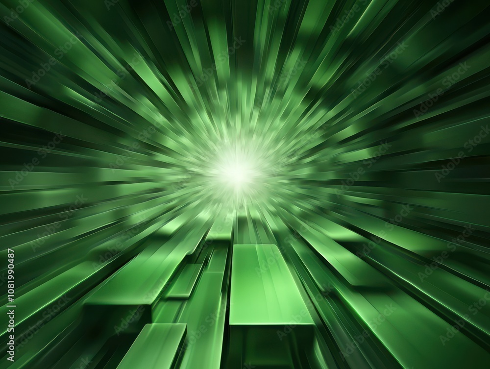 Poster quantum computing of cryptography concept. a vibrant green burst of light with radiant rays, creatin