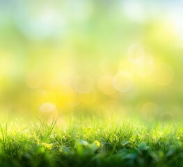 Obraz premium Blurred Spring Background with Green Grass and Bokeh