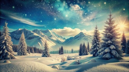 A breathtaking panoramic snowy landscape perfect for celebrating the holiday season, evoking nostalgia and joy in every festive moment.