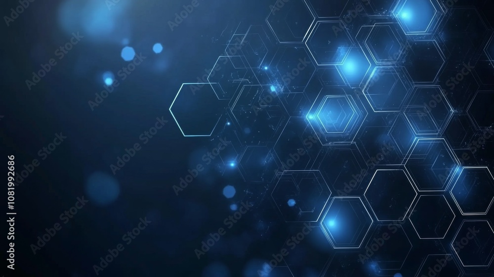 Leinwandbilder abstract blue hexagonal background with glowing lights and sparkles ideal for technology, science, o