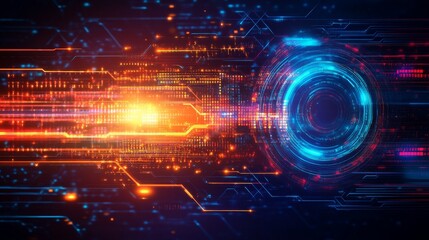 Obraz premium Futuristic Technology and Neon Lights for Cyber Monday