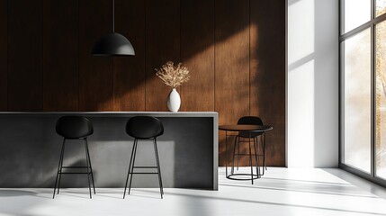 A photo of an interior wall with dark wood, Beautiful dark wooden room