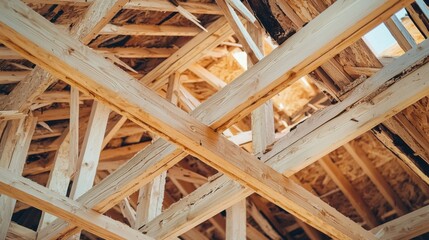 Wooden Framework of a House Under Construction