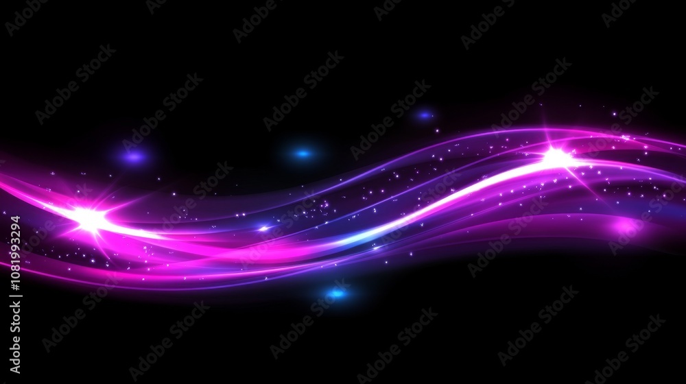 Aufkleber abstract wave design with pink and purple light effects on a dark background, ideal for tech or crea