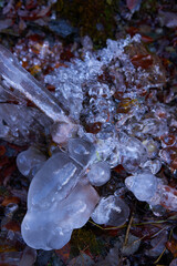 Icicles in a frozen waterfall