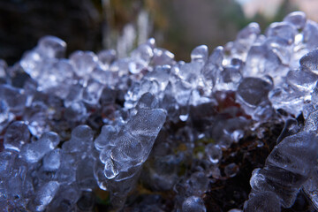Icicles in a frozen waterfall