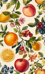 Obraz premium Fruits pattern illustration design.stock illustration