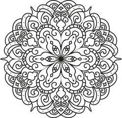 Mandala For Adult coloring page.Flower Outline mandala vector