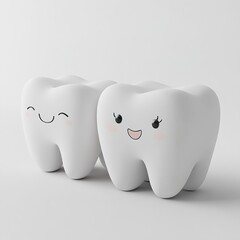  Two Smiling Tooth Characters Together.
