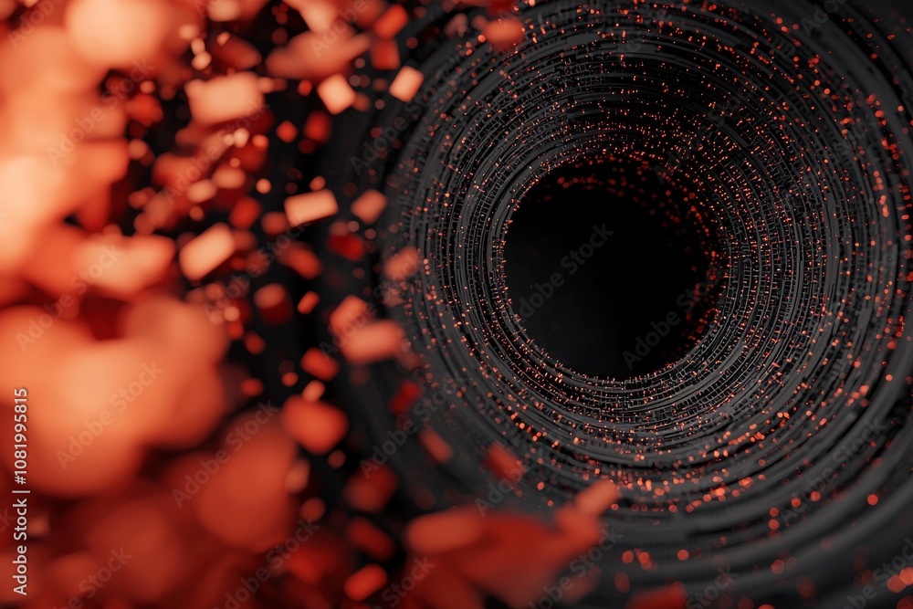 Poster quantum computing of cryptography concept. a swirling vortex of particles, creating a sense of depth