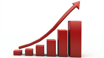 A graphical representation of rising data, showcasing a trend with ascending bars and an upward arrow, symbolizing growth and progress.