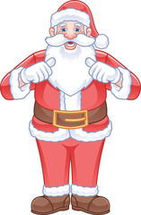 friendly santa claus cartoon character pointing at himself