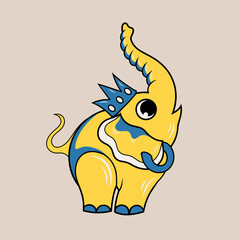 Doodle cute character elephant sticker illustration