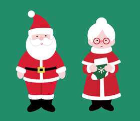 Set of Cute Santa Claus and Mrs Claus flat vector stock illustration.
Christmas granny and santa claus clipart.
Merry Xmas design element.
Good for card, banner, flayer, leaflet, poster. 