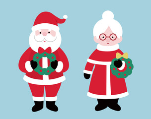 Set of Cute Santa Claus and Mrs Claus flat vector stock illustration.
Christmas granny and santa claus clipart.
Merry Xmas design element.
Good for card, banner, flayer, leaflet, poster. 
