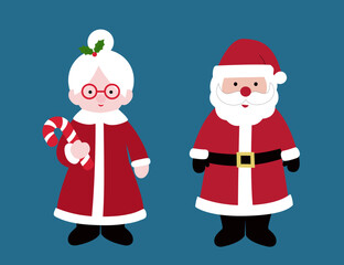 Set of Cute Santa Claus and Mrs Claus flat vector stock illustration.
Christmas granny and santa claus clipart.
Merry Xmas design element.
Good for card, banner, flayer, leaflet, poster. 