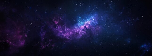 Stunning Cosmic Scene of Colorful Nebula with Stars in Dark Space, Vibrant Purple and Blue Hues, Ideal for Science and Astronomy Enthusiasts