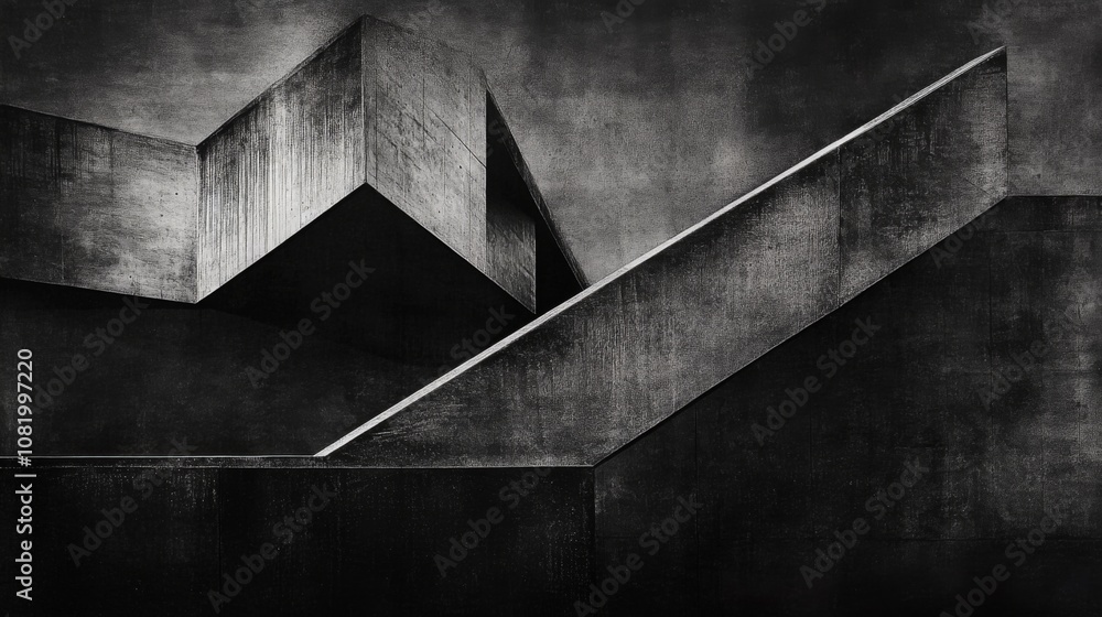 Fototapete Abstract Monochrome Architecture with Sharp Angles and Geometric Forms Reflecting Modern Design in Black and White Aesthetic for Contemporary Art Lovers