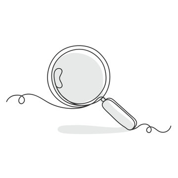 recommend clip art: Continuous one line art magnifying glass search symbol isolated.