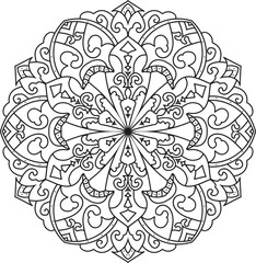 Mandala For Adult coloring page.Flower Outline mandala vector