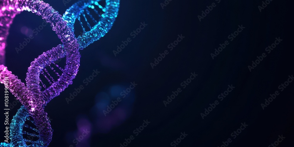 Poster abstract representation of colorful dna helix with a dark background for scientific and biological t