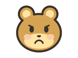 怒るかわいいくまさんの顔イラスト