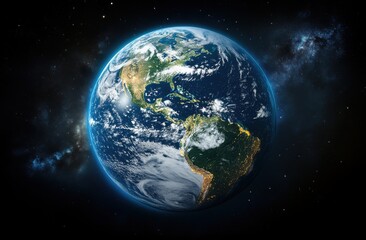 Fototapeta premium Glowing Earth from Space in Cinematic Style
