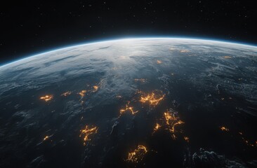 Obraz premium Stunning View of Earth from Space with Glowing Lights