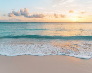 Sunset waves lapping on the shore tropical beach nature photography calm environment coastal view tranquility concept