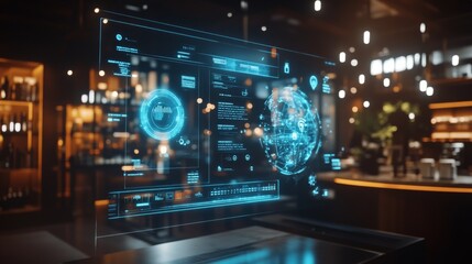 Fototapeta premium Futuristic Digital Interface in a Bar