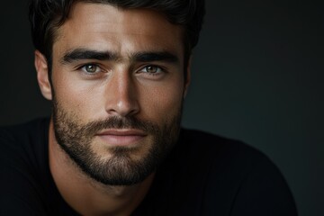 Obraz premium Close-up portrait of a man with striking features and intense gaze